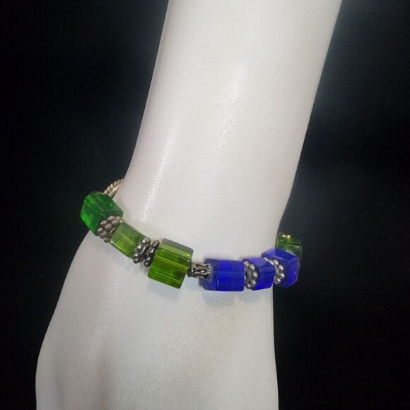 Blue & Green Glass Bracelet - Picture 2 of 4